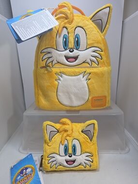 Loungefly Sonic the Hedgehog Tails Plush Mini Backpack & Matching Wallet  NWT